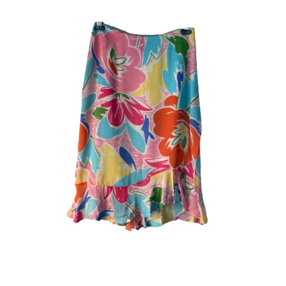 Harold's Dresses & Skirts - Harold's Silk Midi Skirt Pink Blue Size 6 Minor Flaw